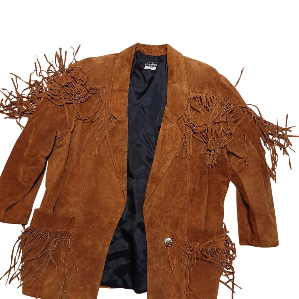 Vintage Outerwear By Phoenix Coat Mens XL Brown Suede Fringe Western USA